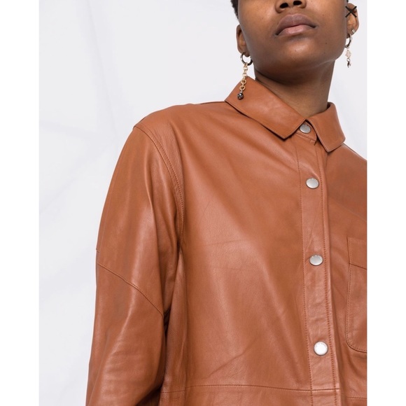 Rag & Bone Women Jack Leather Button Down Shirt in Large - Picture 9 of 17